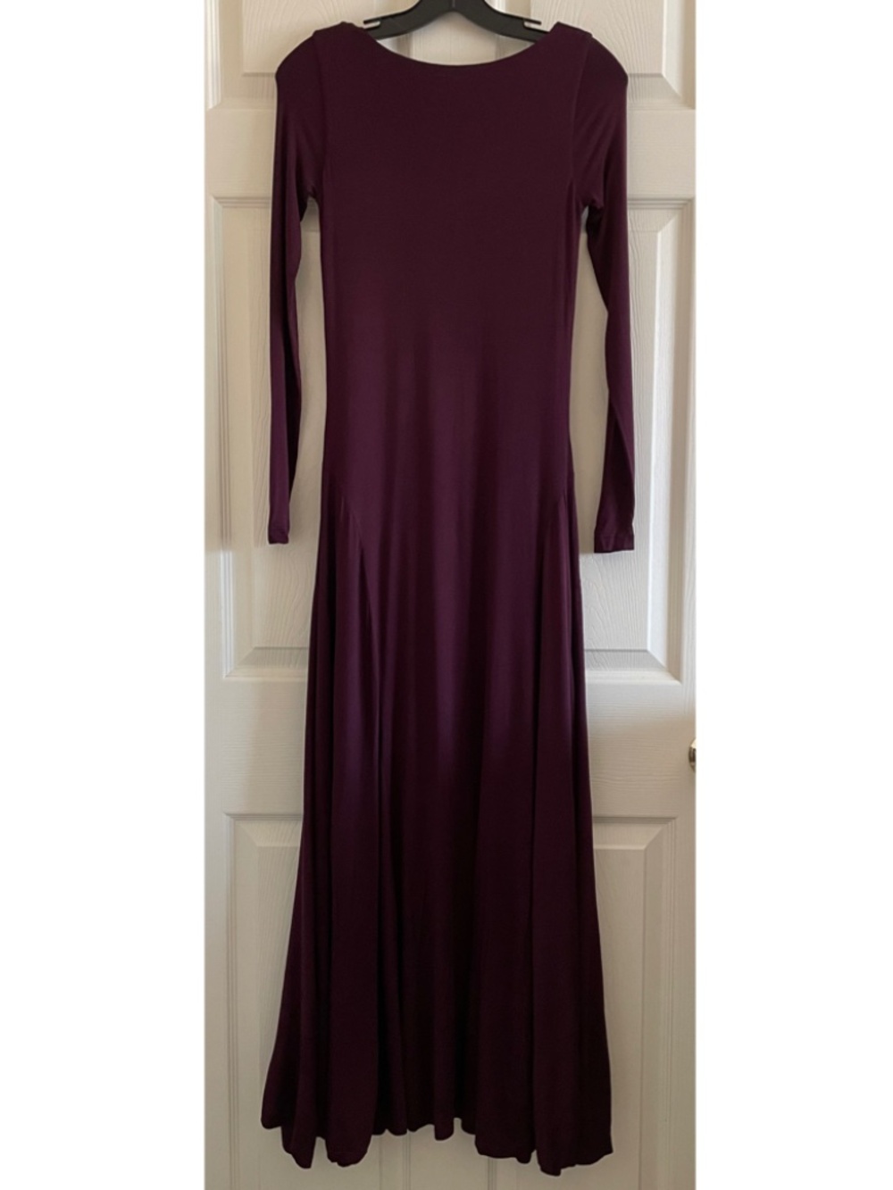 Vintage Ralph Lauren Y2K Boatneck Low Back Maxi Dress Long Sleeve Flare Hem